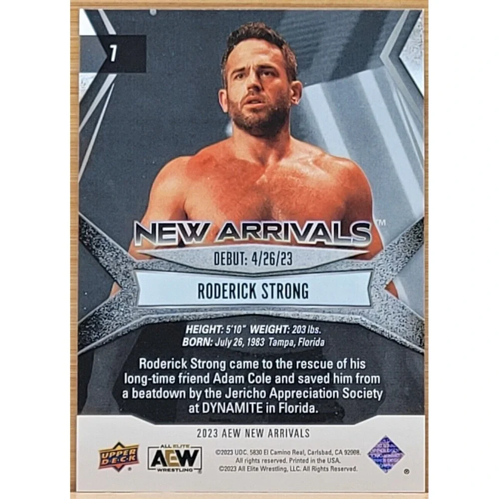 2023 UPPER DECK AEW NEW ARRIVALS RODERICK STRONG‎ SILVER